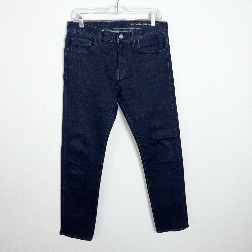 Armani Exchange Mens Jeans 31 Straight Indigo Denim Dark Wash Blue CL